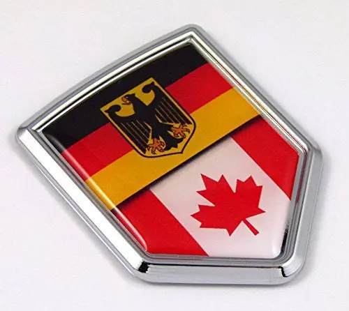 Germany Canada German Canadian Flag Car Chrome Emblem Decal Bike Bumpersticker 1