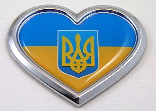 Car Chrome Decals Cbhrt225 Ukraine Heart Flag Chrome Emblem Car Decal Sticker Badge Bumper Trident Tryzub 1