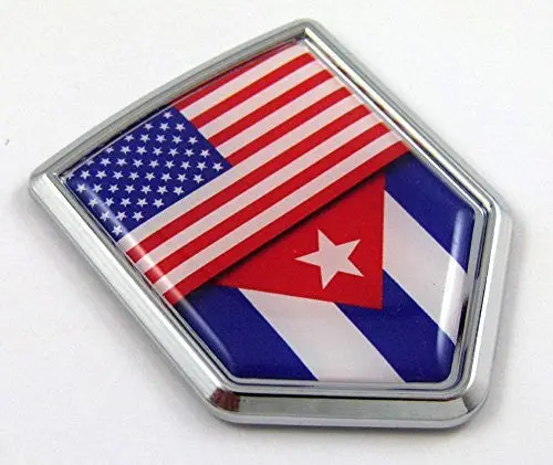 Car Chrome Decals Cbshd228-053 Usa Cuba American Cuban Flag Car Chrome Emblem 3D Decal Sticker 1