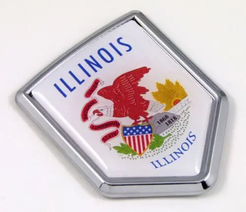 Illinois Il Usa State Flag Car Chrome Emblem Decal Sticker Bike Laptop Boat 3Dd Sticker Badge 1