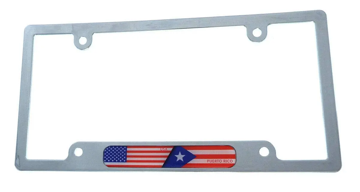 Usa Puerto Rico Flag Car License Plate Frame Chrome Plated Plastic Holder Cp08 1
