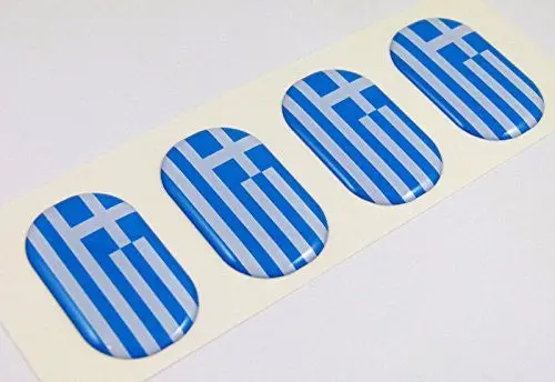 Greece Greek Midi Domed Decals Flag 4 Emblems 1.5" Car Bike Stickers 1