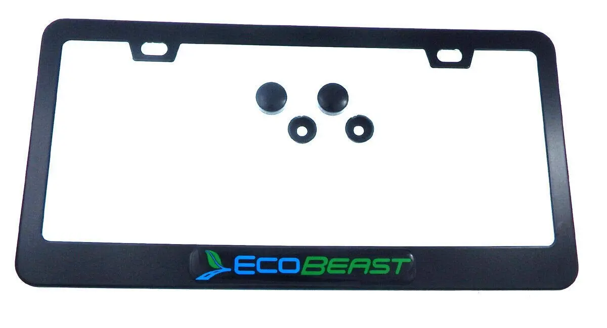 Ecobeast Black On Black Metal Aluminium Car License Plate Frame Holder 1