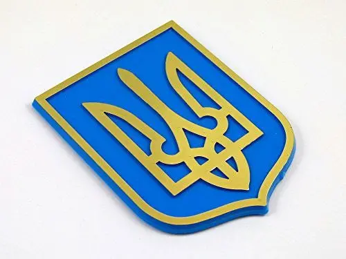 Ukraine Trident Tryzub Blue Gold Plastic Car Emblem Decal Sticker Crest Uby 1