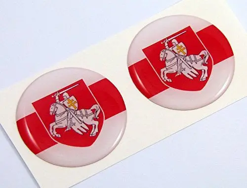 Belarus Flag Round Domed Decal 2 Emblems. Car Bike Laptop Stickers 1.45" Pair 1