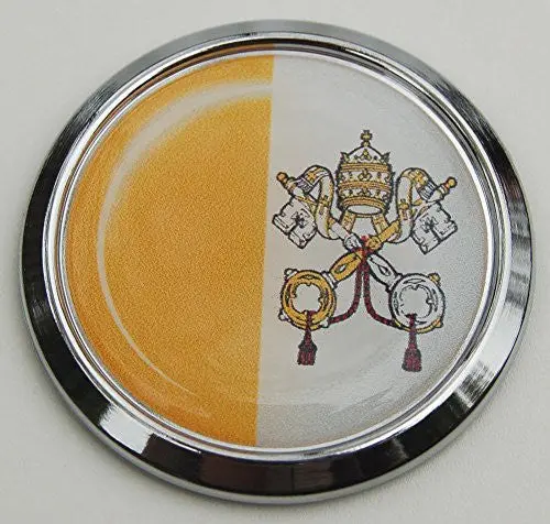 Vatican City Catholic Flag Car Chrome Emblem Decal Bumper Sticker 3D 1