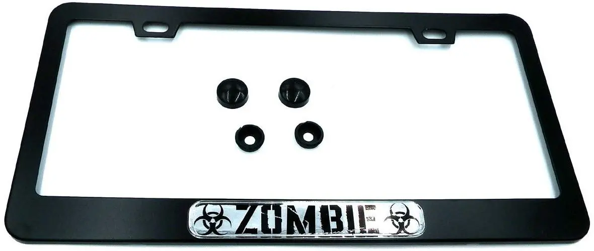Zombie Metal Black Aluminium Car License Plate Frame Holder 1