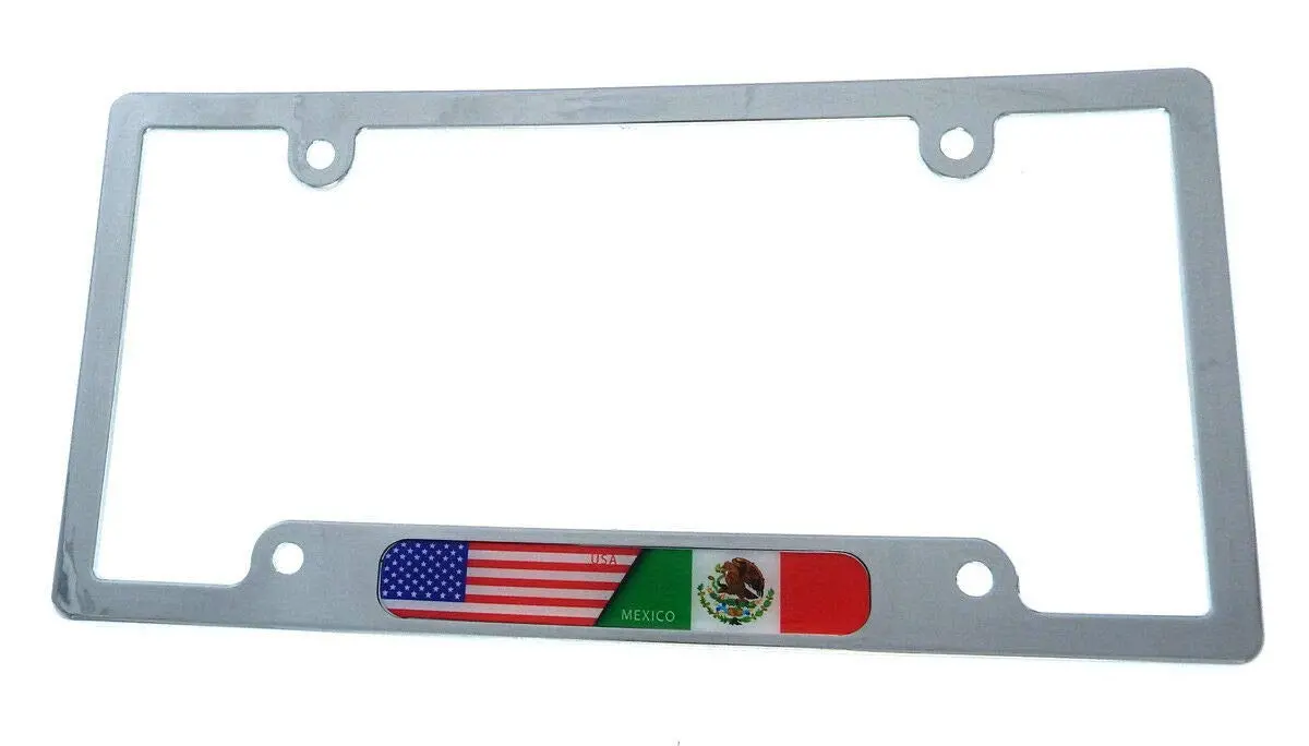Usa Mexico Flag Car License Plate Frame Chrome Plated Plastic Tag Holder Cp08 1