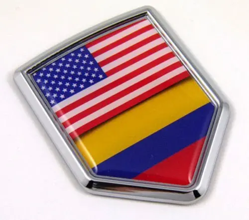 Usa Colombia Flag Car Chrome American Colombian Emblem 3D Decal Sticker 1