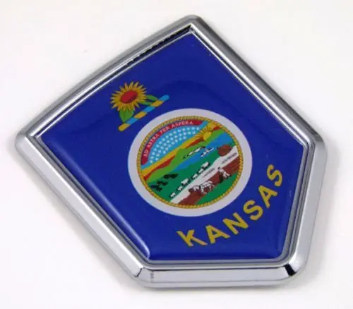 Kansas Ks Usa State Flag Car Chrome Emblem Decal Sticker Bike Laptop Boat 3Dd Sticker Badge 1
