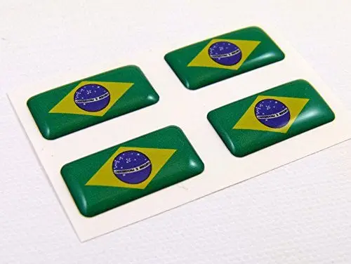 Brazil Mini Domed Flag Decals 4 Emblems Car Auto Bike Boat. Stickers 1