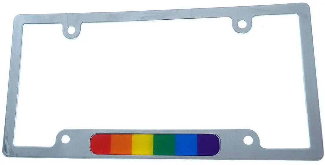 Pride Gay Lesbian Flag Car License Plate Frame Chrome Plated Plastic Cp08 1