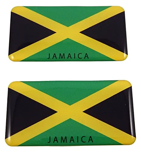 Jamaica Flag Domed Decal 3D Sticker Emblem 2.6" Set Of 2 Decals 1