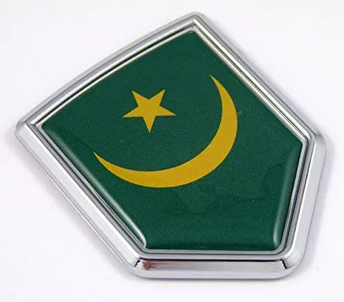Mauritania Flag Chrome Emblem Car Decal Sticker Bike Crest Badge 1