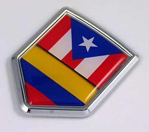 Puerto Rico Colombia Flag Car Chrome Colombian Emblem 3D Decal Sticker Badge 1