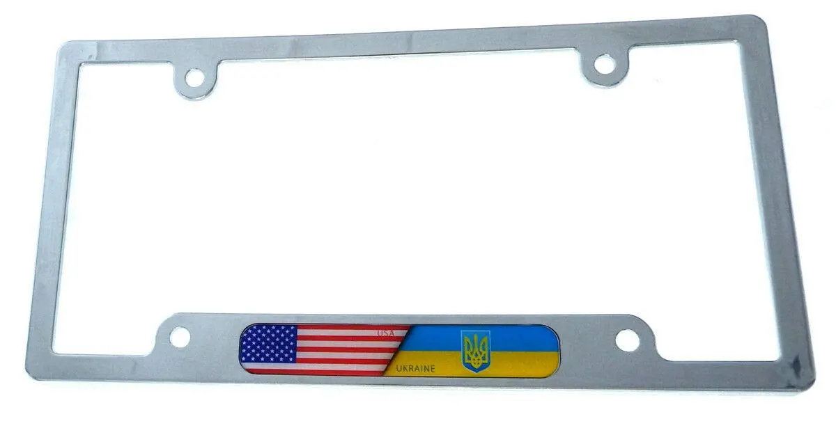 Usa Ukraine Flag Car License Plate Frame Chrome Plated Plastic Holder Cp08 1