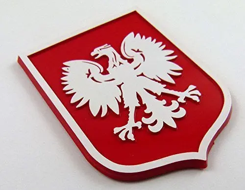 Poland Polska Eagle Red White Plastic Car Emblem Decal Sticker Crest Prw 1