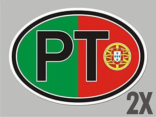 2 Portugal Portuguese Pt Oval Stickers Flag Decal Bumper Car Bike Emblem Cl048 1