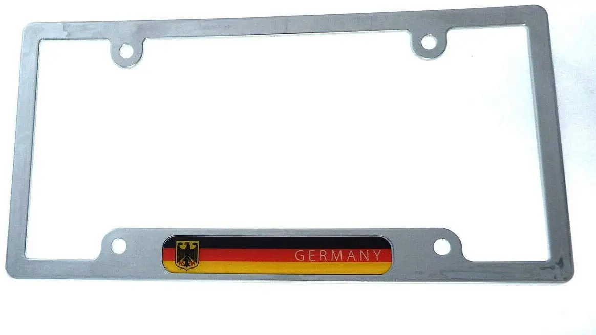 Germany German Deutschland Flag Car License Plate Frame Chrome Plated Abs Cp08 1