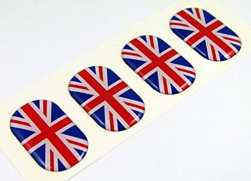 Great Britain Midi Domed Decals Flag 4 Emblems 1.5" Car Bike Stickers 1
