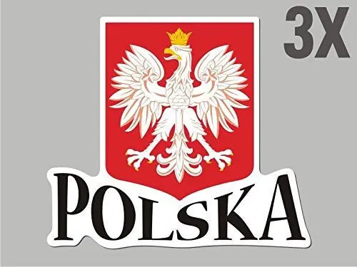 3 Poland Polska Shaped Stickers Flag Crest Decal Bumper Car Bike Emblem Cn030 1
