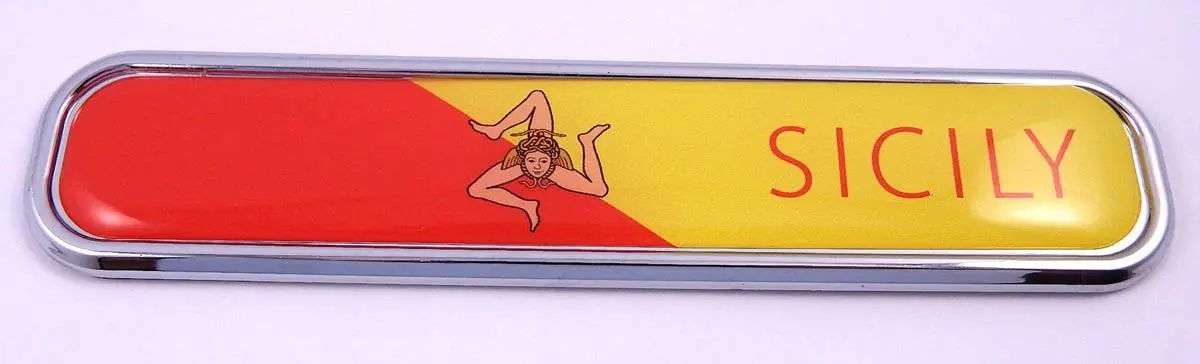 Sicily Italian Flag Chrome Emblem 3D Auto Decal Sticker Car Bike Boat 5.3" 1