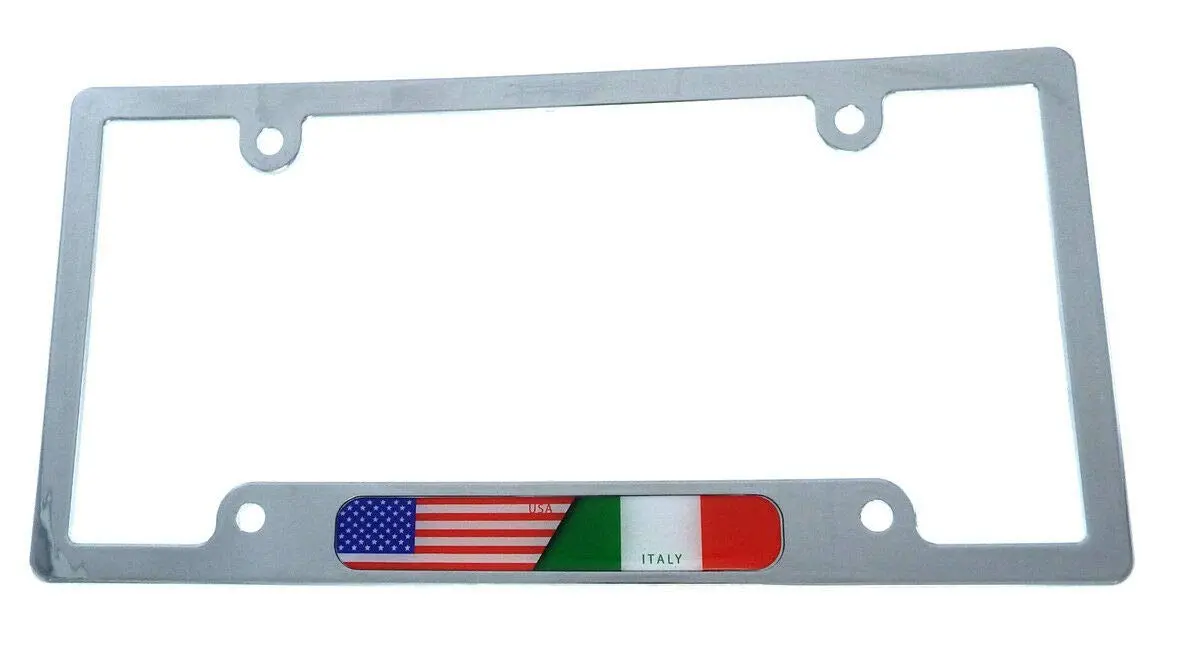 Usa Italy Flag Car License Plate Frame Chrome Plated Plastic Tag Holder Cp08 1