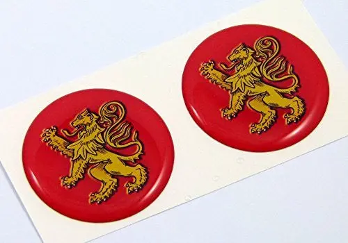 Holland Flag With Lion Round Domed Decal 2 Emblem Car Bike Stickers 1.45" Pair 1