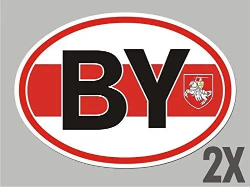 2 Belarus By Belorussian Oval Stickers Flag Decal Bumper Car Bike Laptop Cl007 1
