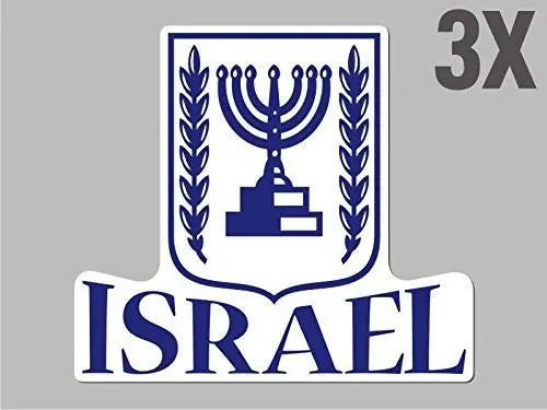 3 Israel Shaped Stickers Flag Crest Decal Bumper Car Bike Emblem Vinyl Cn018 1