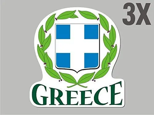 3 Greece Shaped Stickers Flag Crest Decal Bumper Car Bike Emblem Vinyl Cn013 1