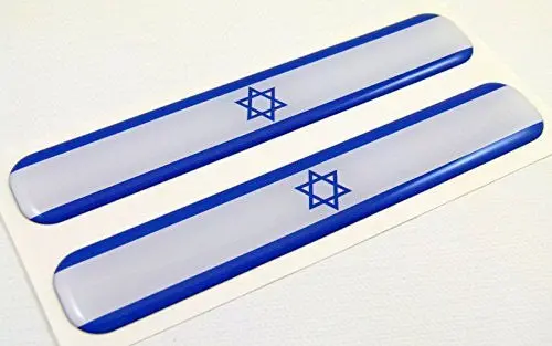 Israel Israeli Flag Domed Decal Emblem Resin Car Stickers 5"X 0.82" 2Pc. 1