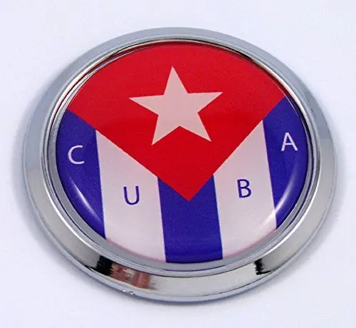Cuba Cuban Round Flag Car Chrome Decal Emblem Bumper Sticker Bezel Badge 1
