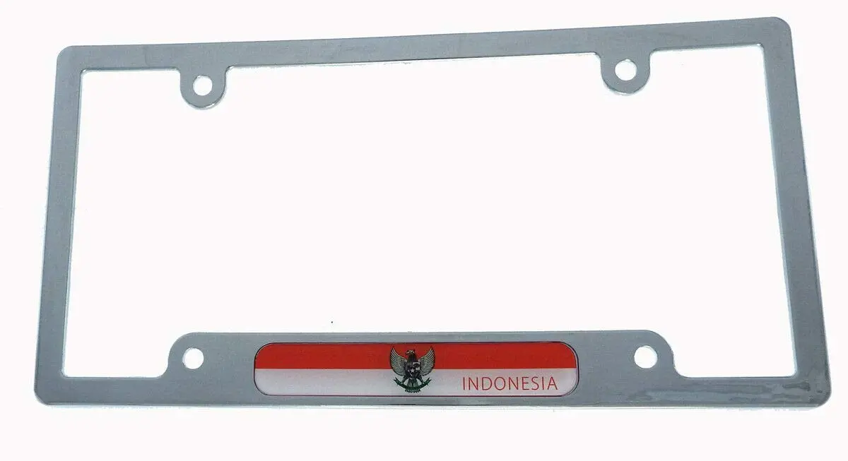 Indonesia Flag Car License Plate Frame Chrome Plated Plastic Tag Holder Cp08 1