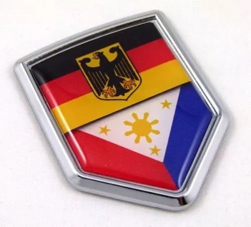 Germany Philippine German Flag Car Chrome Emblem Decal Sticker With Adhesive 1