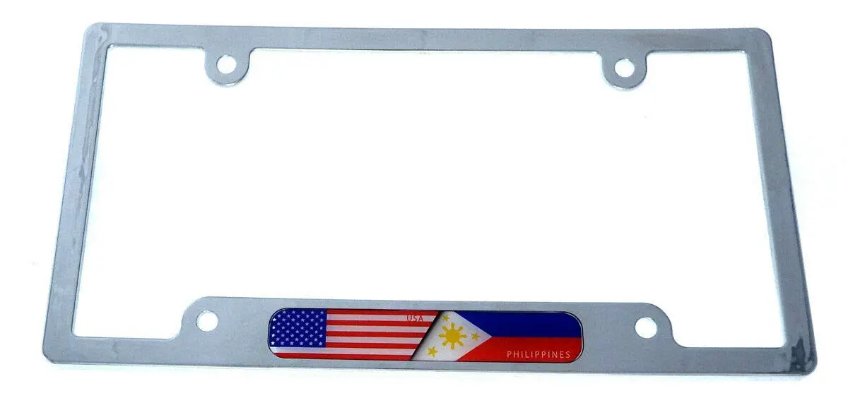 Usa Philippines Flag Car License Plate Frame Chrome Plated Plastic Holder Cp08 1