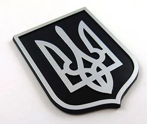Ukraine Trident Tryzub Black Silver Plastic Car Emblem Decal Sticker Crest Ubs 1