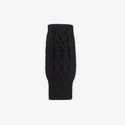 Antler - Wool Cable Fingerless Gloves - Black 1