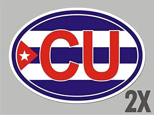 2 Cuba Cu Cuban Oval Stickers Flag Decal Bumper Car Bike Emblem Vinyl Cl016 1