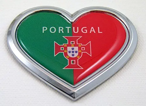 Car Chrome Decals Cbhrt170 Portugal Heart Flag Chrome Emblem Car Decal Sticker Badge Bumper Portuguese 1