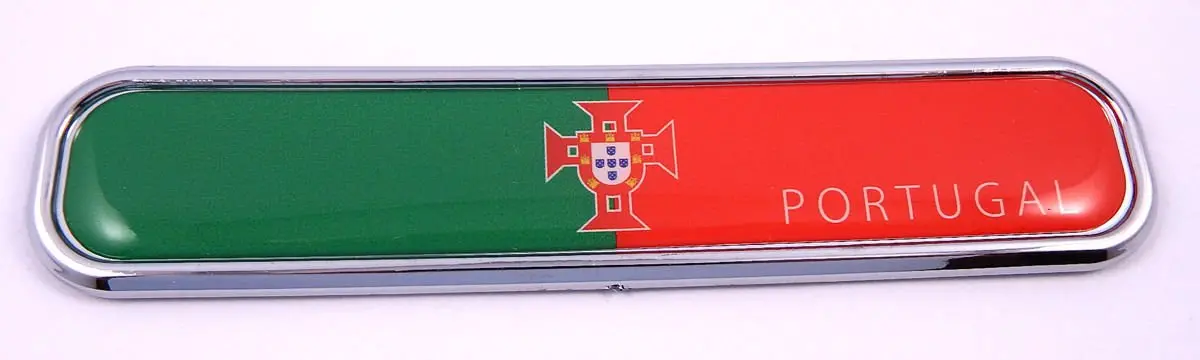 Portugal Portugese Flag Chrome Emblem 3D Auto Decal Car Bike Boat 5.3" 1