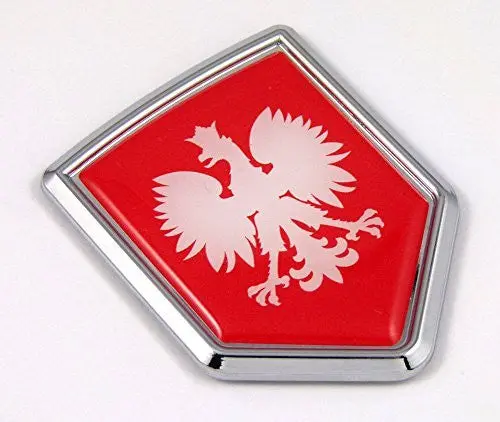 Poland Red With White Eagle Flag Polish Emblem Crest Chrome Car Decal Polska 1