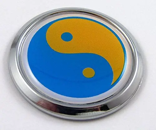 Ukraine Yin Yang Decal Flag Car Chrome Emblem Sticker Bumper Badge 3D 1