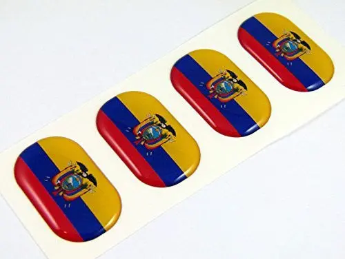 Ecuador Midi Domed Decals Flag 4 Emblems 1.5" Car Bike Stickers 1