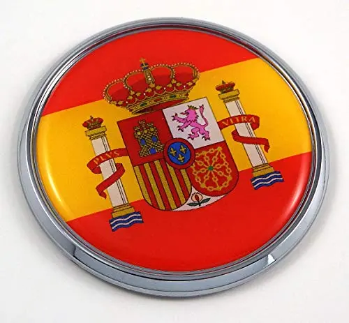 Spain Spanish Flag 2.75" Car Chrome Round Emblem Decal 3D Sticker Badge 1