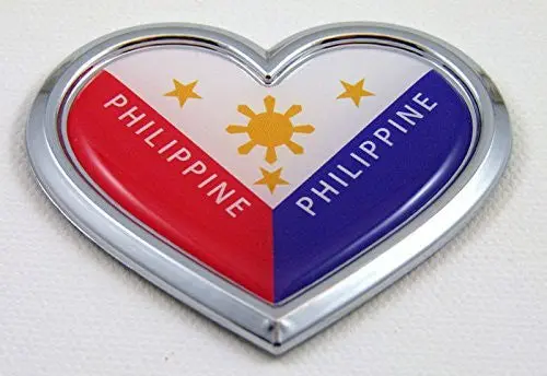 Car Chrome Decals Cbhrt166 Philippine Heart Flag Chrome Emblem Car Decal 3D Sticker Badge Bumper 1