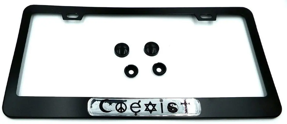 Coexist Religions Black Aluminium Car License Plate Frame Holder 1