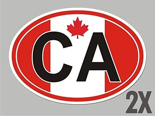 2 Canada Ca Canadian Oval Stickers Flag Decal Bumper Car Bike Emblem Cl011 1