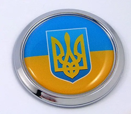 Ukraine Ukrainian Round Flag Car Chrome Decal Emblem Bumper Sticker Bezel Badge 1