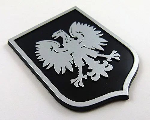 Poland Polska Eagle Black Silver Plastic Car Emblem Decal Sticker Crest Pbs 1